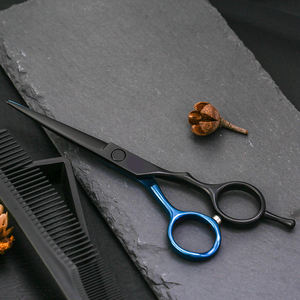 Ciseaux de Coiffure Professionnels en Acier Inoxydable Bleu Noir 4Cr13 Légers, Ensemble de Ciseaux de Coupe Personnalisables avec Logo, 6 Pouces Tranchants - Product Image 4