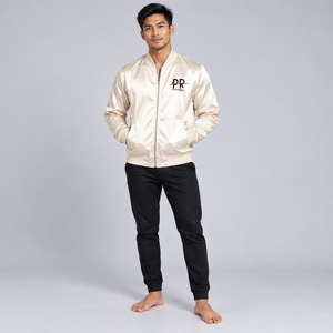 Chaqueta de satén para hombre al por mayor con material premium, acabado elegante, ajuste cómodo, costuras duraderas y diseño versátil - Product Image 1