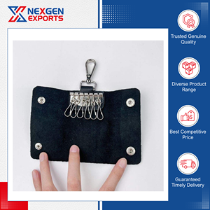 Porte-clés en cuir PU de style classique, très résistants, qualité garantie, quantité en gros disponible, couleur et logo personnalisables, pliables - Product Image 2