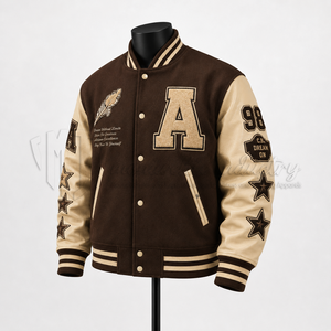 Men’s Varsity <b>Jacket</b> Custom Letterman <b>Jacket</b> Wool Body PU Leather Sleeves Snap Button Baseball Bomber <b>Jacket</b> - Product Image 3