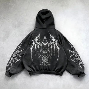 Custom Luxury Oversized Baggy Hoodie for <b>Men</b> <b>Black</b> Washed Embroidered Design Acid Wash Distress Heavyweight 100% Cotton <b>Fleece</b> - Product Image 5