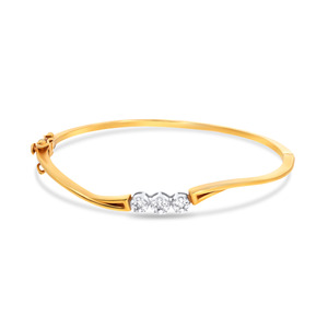 GLEAMORA ENTERPRISE Yellow Gold Lab Grown Diamond Fancy Round Brilliant Cut Classic Floral 18K Women's <b>Bangle</b> <b>Bracelet</b> - Product Image 1