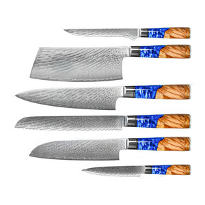 Ensemble de couteaux de cuisine en acier Damas avec étui en cuir, outils de cuisson haut de gamme pour chefs, restaurants et usage domestique - Product Image 1
