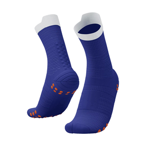 Anti-Slip Yoga <b>Socks</b> Ankle Length Solid Blue with Orange Grip Dots for Adults Knitted Polyester Material Anti Slip <b>Socks</b> - Product Image 6