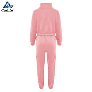 Newest Style Tracksuit Women Full Set Casual 2 Piece Outfits Plain Long Sleeve Ladies <b>Cropped</b> Half Zipper <b>Top</b> And Jogger Sets - Product Image 3