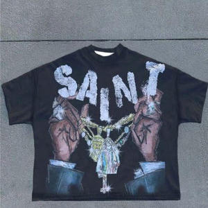 Custom-Made High-Quality 100% Pure Cotton Jersey Printed Oversized Street Style Retro Washed <b>Men's</b> Casual T-<b>Shirt</b> - Product Image 1