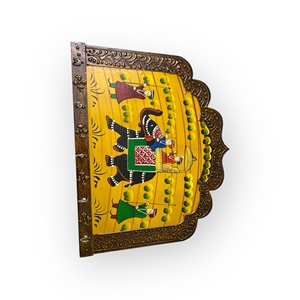 Hand Painted Wooden Key Hanger <b>Elephant</b> Procession Wall <b>Decor</b> Key Holder - Product Image 3
