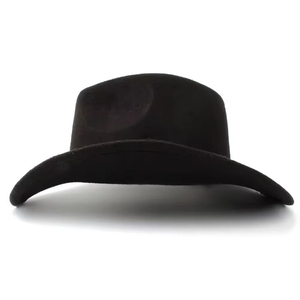 Customized Brand Unisex Black Leather Striped Cowboy <b>Hat</b> Brown Leather <b>Band</b> Casual Beach Style Adult Four Seasons Fit HN-3031 - Product Image 3