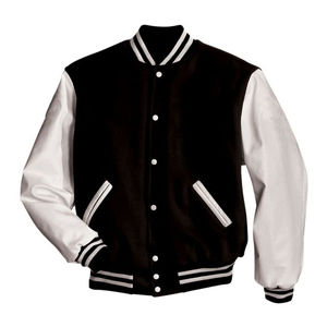 Custom Men's Cream Varsity <b>Jacket</b> With Red Blue Trim Personalized Name Number Front Logo Patch Design Autumn Casual Wear - Product Image 4