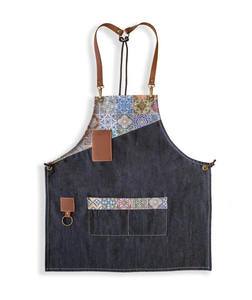 Tablier en toile à bretelles croisées en cuir réglables, avec logo personnalisé, pour uniforme professionnel de l'hôtellerie, avec poche pour outils de nettoyage, vêtement de personnel - Product Image 2