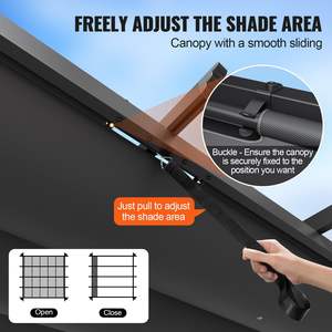 10 'x 10' Pergola retrattile da esterno grigio alluminio con parasole a baldacchino Gazebo e pergolato - Product Image 4