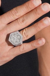 925 <b>Silver</b> <b>Men's</b> Iced Dome <b>Signet</b> <b>Ring</b> Lab-Grown Certified Diamond Statement <b>Ring</b> Luxury Bold Hip Hop Jewelry Gift for <b>Men</b> - Product Image 4