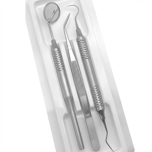 Share 3Pcs Basic Dental Instruments Set Stainless Steel Mouth Mirror Explorer Plier - Product Image 1