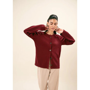 Cárdigan de Punto sin Mangas con Cuello Tipo Bufanda Minimalista para Mujer, Color Sólido, Cierre de Botones, Transpirable, para Otoño, de Lana, Corte Regular - Product Image 4