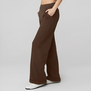 Soft Lounge Sweatpants Wide Leg High Waist Casual <b>Trousers</b> Relaxed Fit Joggers Streetwear Fashion Pants Pockets - Product Image 3
