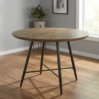 Table basse ronde en bois avec pieds en métal, design moderne du milieu du siècle, meubles de salon