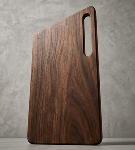 Planche de service de luxe en bois de manguier à plateau incliné, planche à découper géométrique moderne avec poignée longue - Product Image 4