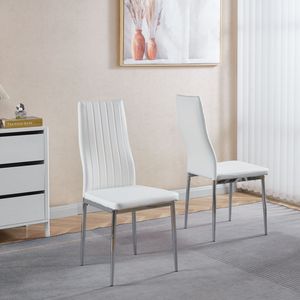 Ensemble de 4 chaises de salle à manger blanches avec pieds chromés - Product Image 2