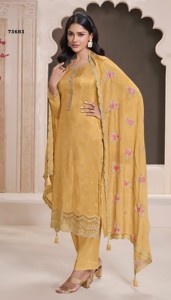 Salwar Kameez Moderno Semibordado en Seda para Diwali, Bodas, Fiestas y Graduaciones - Product Image 5
