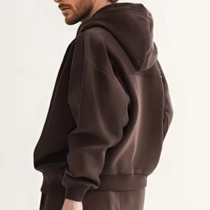 Proveedor de Sudaderas con Capucha Lisas OEM ODM, Sudadera Gráfica de Alta Calidad para Hombre, Corte Holgado, Oversize, Alto Gramaje, Sudadera Corta con Cremallera - Product Image 4