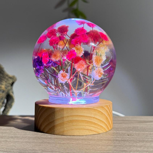 Luz de noche decorativa de resina epoxi, luz de bola de flores preservada esférica 3D, cada haz de luz muestra belleza eterna - Product Image 4