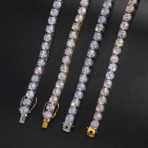 AMBER JEWELS 14K Gold Plated Unisex Brilliant Cut Lab Grown Diamond Tennis Necklace Claw Setting Hip Hop Everyday Wear Luxury - Product Image 5