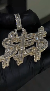 Colgante Personalizado con Letra en Moissanita VVS1, Joyería Hip Hop, Plata de Ley 925, Chapado en Oro Rosa, Unisex - Product Image 2