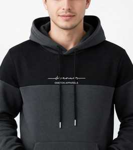 ONETEN APPARELS Sweat-shirt à capuche color-block pour homme, en polaire, manches longues, grande taille - Product Image 2
