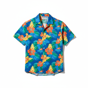 เสื้อเชิ้ตผู้ชายพรีเมียมลำลองลายทรอปิคอล คอวี แขนสั้น ระบายอากาศได้ดี ผ้าฝ้ายเจอร์ซีย์ 100% ป้องกันรังสียูวี เป็นมิตรกับสิ่งแวดล้อม แห้งเร็ว - Product Image 1