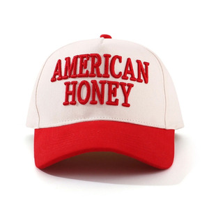 Casquette de baseball personnalisée avec broderie 3D en lettres, bicolore, blanc cassé et rouge, visière incurvée, polyester, fermeture snapback, respirante, imperméable, unisexe - Product Image 4