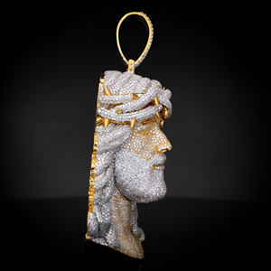 Pendentif Chrétien Religieux pour Hommes et Femmes, Design Tête de Jésus Dorée Scintillante, Moissanite Taille Brillante, Argent 925, Bijoux Hip Hop pour Fêtes - Product Image 5