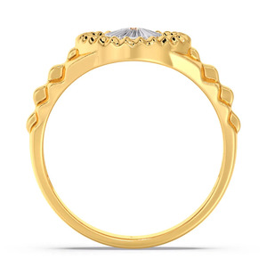 Bague statement en or jaune avec halo de diamants ronds Sunburst - Product Image 1