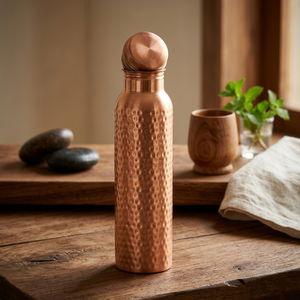 Botella de agua ecológica de cobre, diseño a prueba de fugas, duradera y elegante, botella de cobre puro martillada a mano. - Product Image 1
