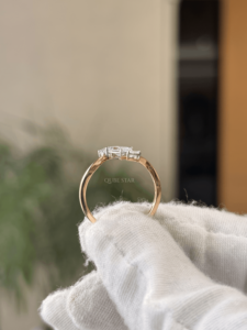 Elegant Lab Grown Diamond Three Stone <b>Ring</b> Radiant Pear Cut Bypass <b>Plain</b> Band Fine Jewelry In 14KT Gold - Product Image 4