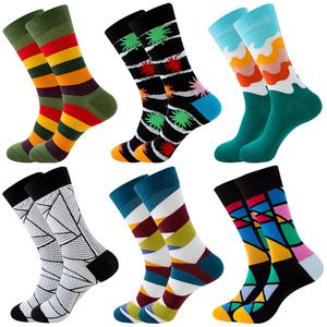 Chaussettes décontractées unisexes pour hommes, en coton respirant, colorées, avec imprimé graphique abstrait fantaisie, chaussettes de printemps - Product Image 1