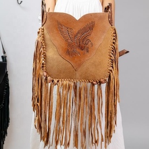 New Fashion Luxury Hand Tooled Large Fringe Crossbody Shoulder Sling Bag For Women Western Genuine Leather Cross <b>Body</b> Sling Bags - Product Image 2