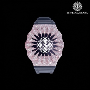 Reloj de Diamantes Moissanite Blancos con Correa de Goma, Estilo Hip Hop, Disponible a Precio Competitivo, de Exportador Indio - Product Image 2