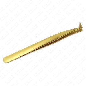 Gold L Shape Stainless Steel Russian Volume Eyelash Tweezers With Wholesale Price Lash Tweezers OEM <b>Tool</b> Kit - Product Image 2