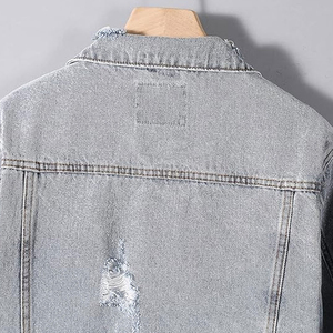 Chaqueta vaquera corta para mujer, chaqueta vaquera rasgada, chaqueta ajustada de manga larga, ropa exterior informal de mezclilla para mujer - Product Image 3