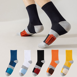 Chaussettes de sport respirantes en coton et élasthanne, tricotées, à motif géométrique, pour usage quotidien, style été, pour hommes - Product Image 2