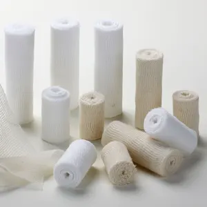 100% Cotton Bandage Factory Direct Elastic Breathable Soft Gauze Bandage with Woven Sides