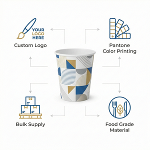 Vaso de Papel de Pared Simple Resistente de 7oz 200ml, Impresión Personalizada, Desechable, para Vendedores de Comida Callejera y Eventos al Aire Libre - Product Image 4