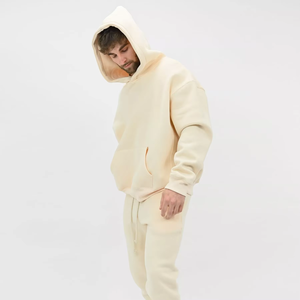Sweat à capuche personnalisé pour homme, 100 % coton tricoté, épais, uni, coupe oversize, écoresponsable, pour le jogging, épaules tombantes, 3D - Product Image 2
