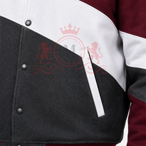 Chaqueta Letterman Blanca Borgoña Refinada, Diseño Clásico con Botones a Presión, Cuello Acanalado, Ropa Cómoda para el Día a Día - Product Image 5