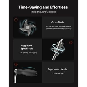 Tritacarne Manuale in Acciaio Inox 304 con Morsetto da Tavolo e Insaccatrice, 2 Dischi di Taglio - Product Image 5