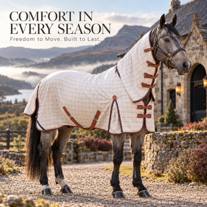 Couverture de cheval réglable à col montant avec coussinets d'épaule XL |   Couverture pour cheval en tissu ripstop diamanté avec surcles en V et rabat pour la queue - Product Image 4