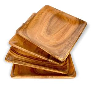 Assiette en bois massif naturel avec finition lisse pour servir des repas, des collations, des desserts et des occasions spéciales - Product Image 6
