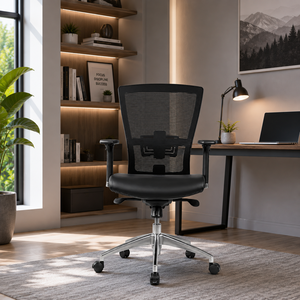 Silla de Oficina Ejecutiva Ergonómica Moderna de Primera Calidad con Base Metálica Giratoria y Ajuste Eléctrico para Mayor Productividad - Product Image 1