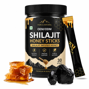Bâtonnets de miel pur Shilajit OEM (8g x 30 bâtonnets) Shilajit de qualité supérieure dans une mélange de miel brut avec 82% d'acide fulvique et plus de 85 oligo-éléments - Product Image 1