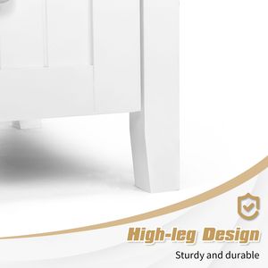 Mobile da Bagno Bianco in MDF con Doppia Anta 91*46*82cm Senza Lavabo Verniciato a Spruzzo con Strisce Decorative e Doppi Cassetti - Product Image 5